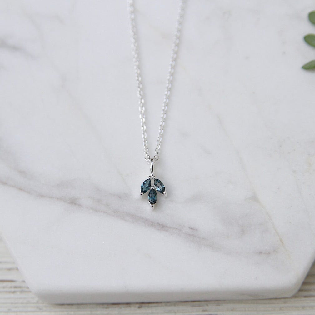 NKL Three Leaf Marquis London Blue Topaz Necklace