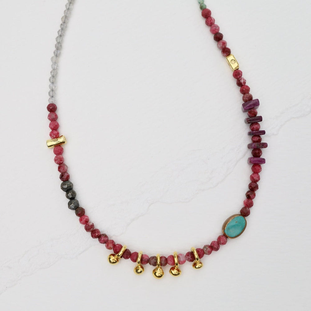 
                      
                        NKL Thulite 5 Raindrops Necklace
                      
                    