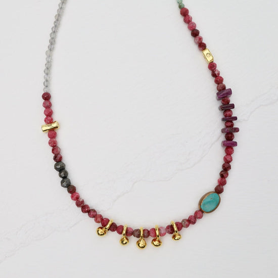 NKL Thulite 5 Raindrops Necklace