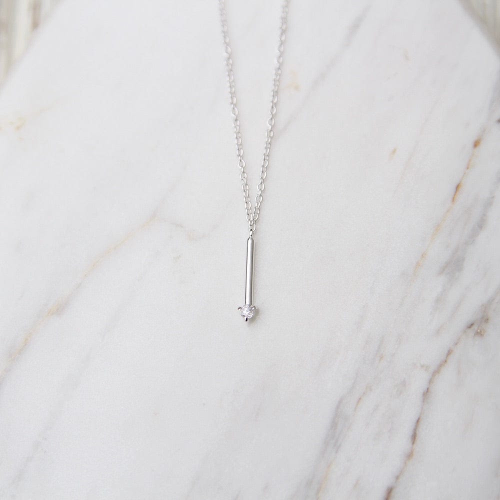 
                      
                        NKL Tiny Bar with White Sapphire - Sterling Silver
                      
                    