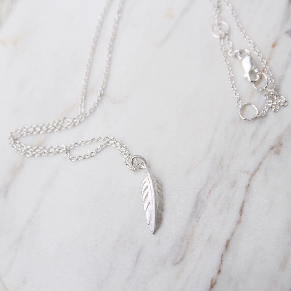 
                  
                    NKL Tiny Feather Necklace - Brushed Sterling Silver
                  
                