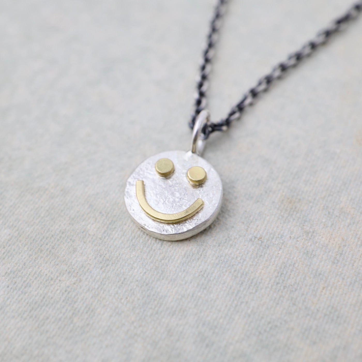 NKL Tiny Happy Face Necklace in Sterling Silver