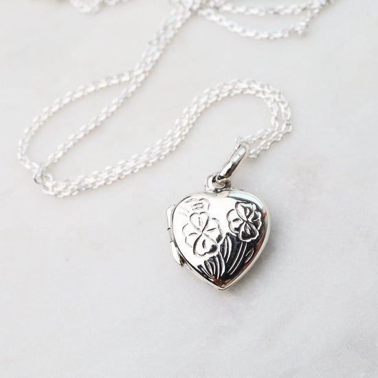 Tiny Sterling Silver Heart Locket Necklace