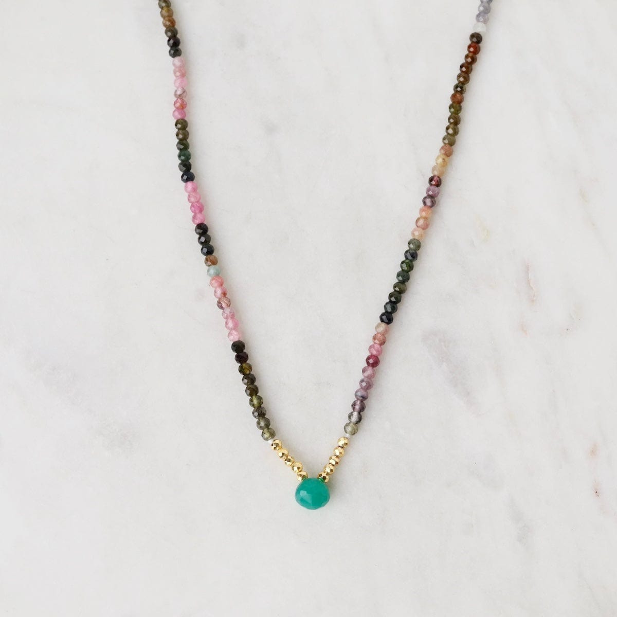 NKL Tourmaline with Green Onyx Necklace