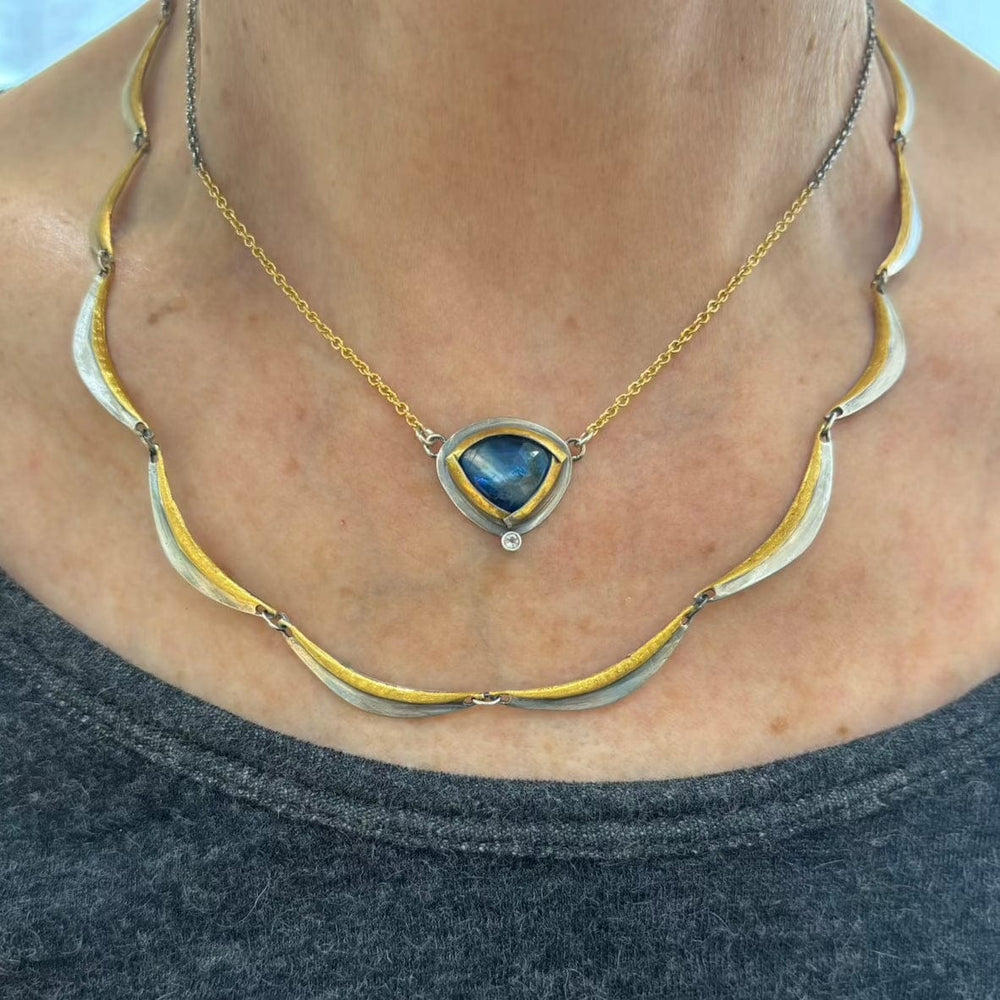 
                      
                        NKL Tri Fold Split Necklace with Blue Kyanite & White Topaz
                      
                    