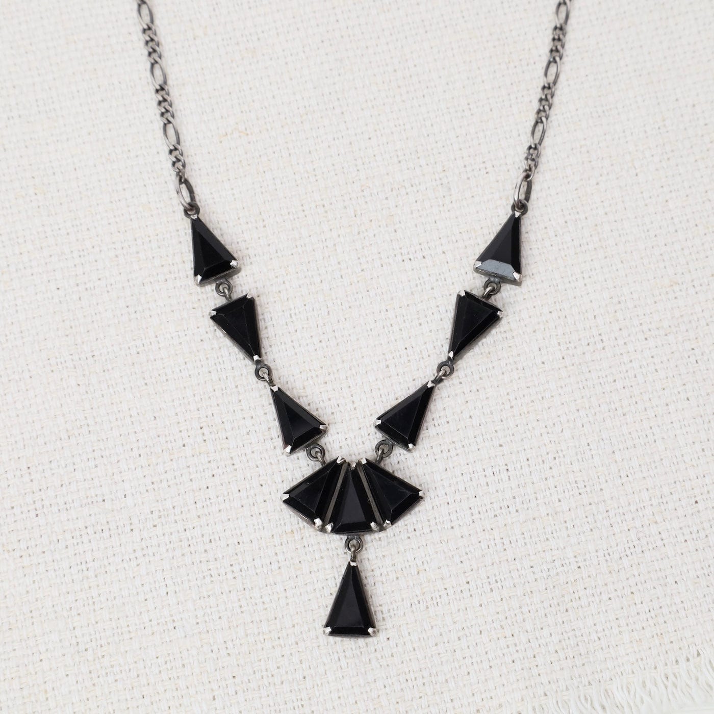 NKL Triangle Black Onyx Art Deco Necklace