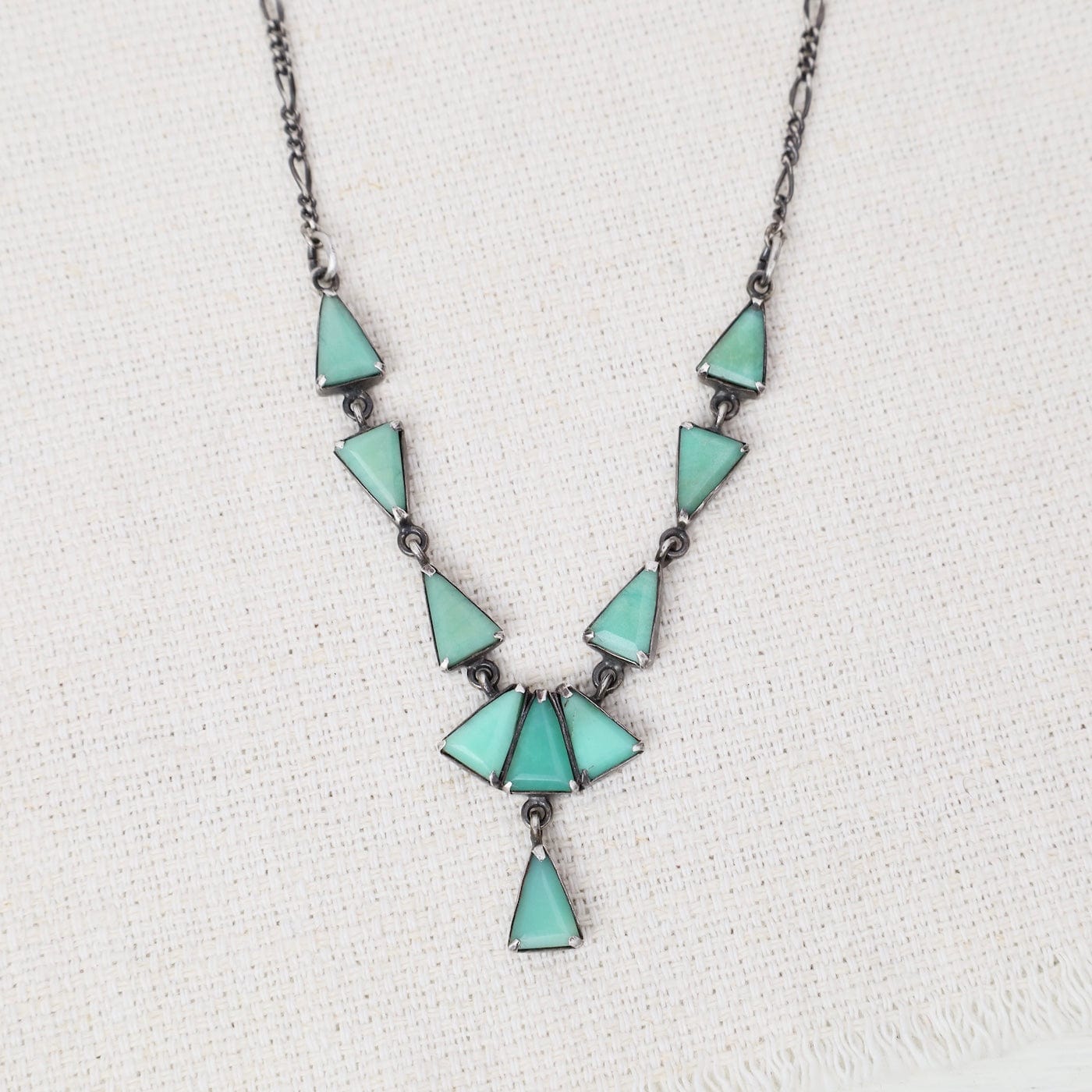 NKL Triangle Chrysoprase  Art Deco Necklace