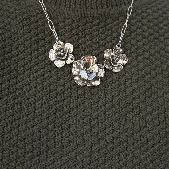 NKL Triple Double Dogwood on Oval Chain Necklace
