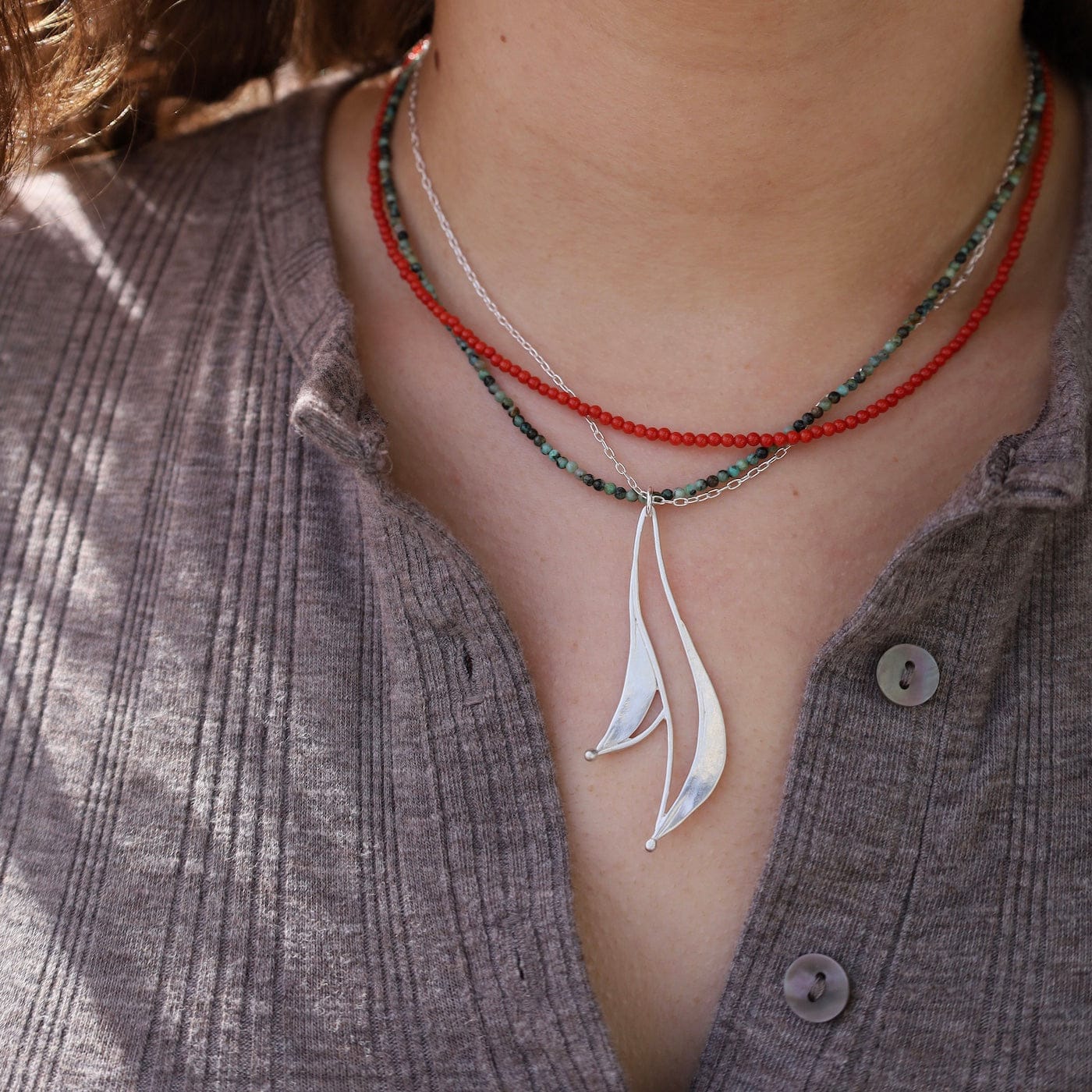 NKL Turquoise and Coral Jester Necklace