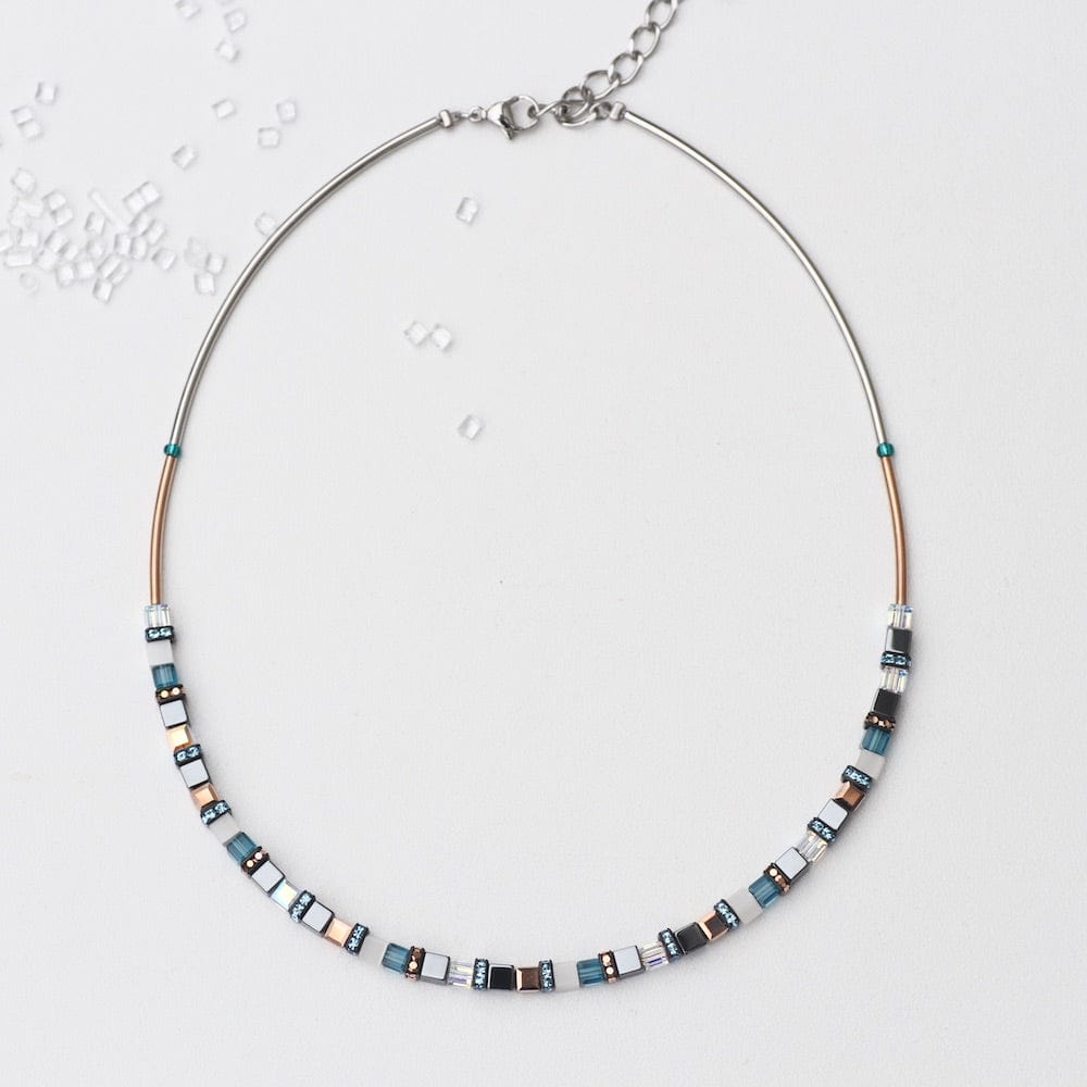 
                      
                        NKL TURQUOISE AND HEMATITE SMALL GEO CUBE NECKLACE
                      
                    