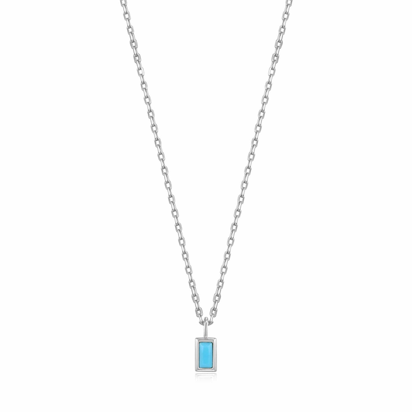 NKL Turquoise Drop Pendant Silver Necklace