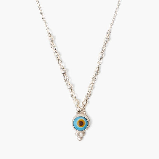 NKL Turquoise Micro Evil Eye Silver Necklace