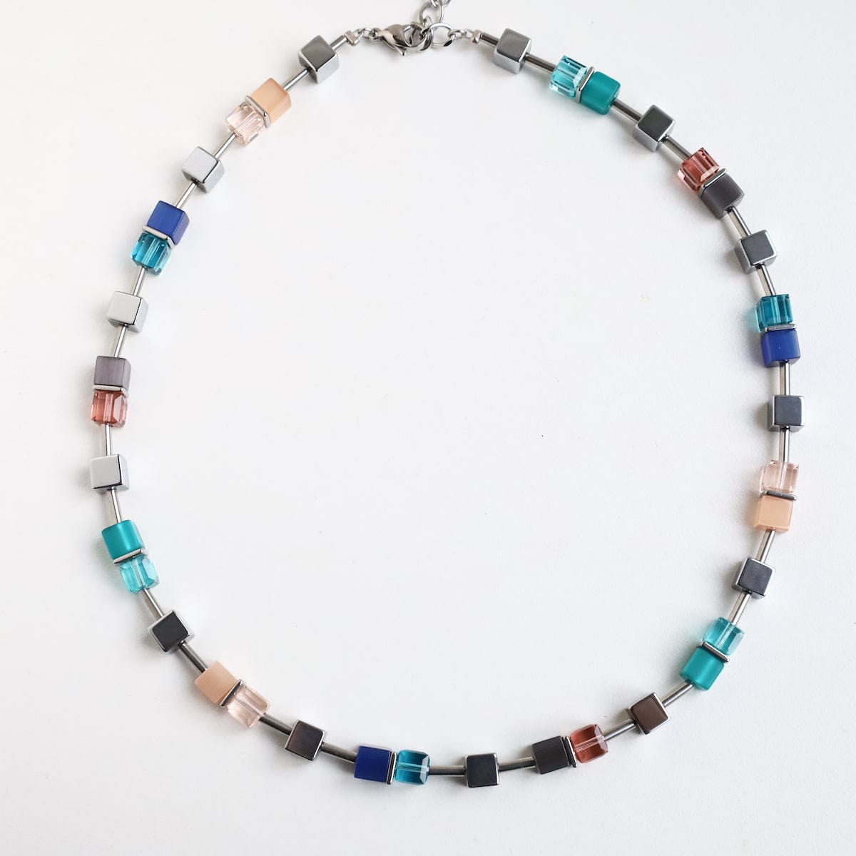 NKL Turquoise Mix Geo Cube Necklace