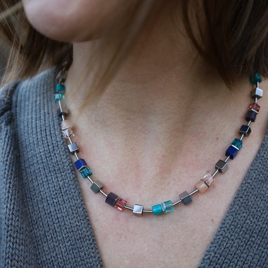 NKL Turquoise Mix Geo Cube Necklace