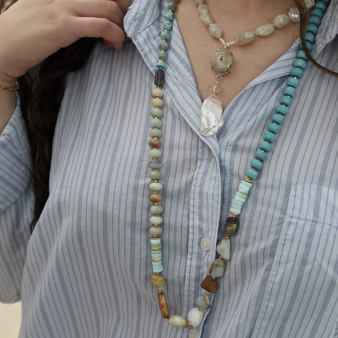 Turquoise Mix Long Necklace – Dandelion Jewelry