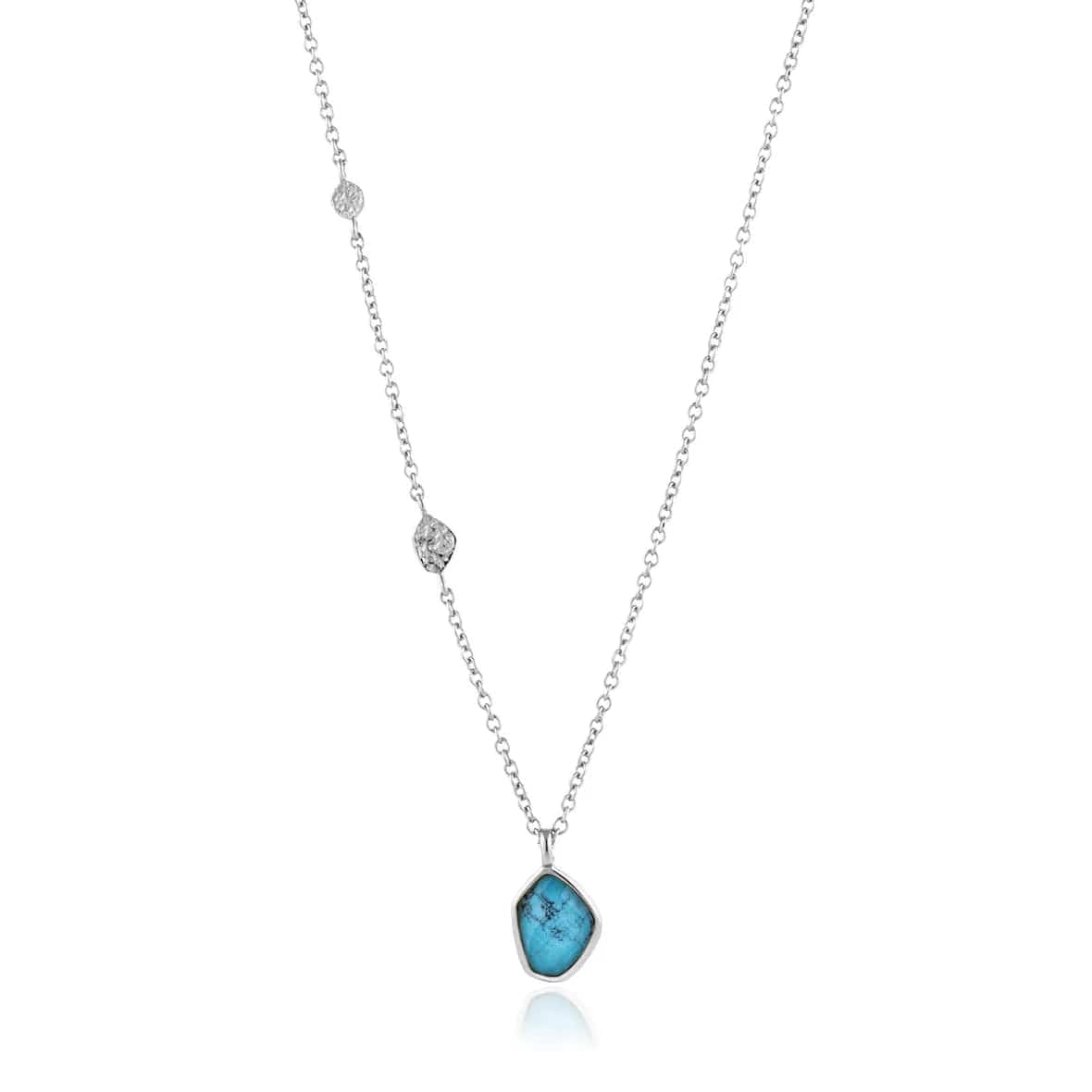 NKL Turquoise Pendant Silver Necklace