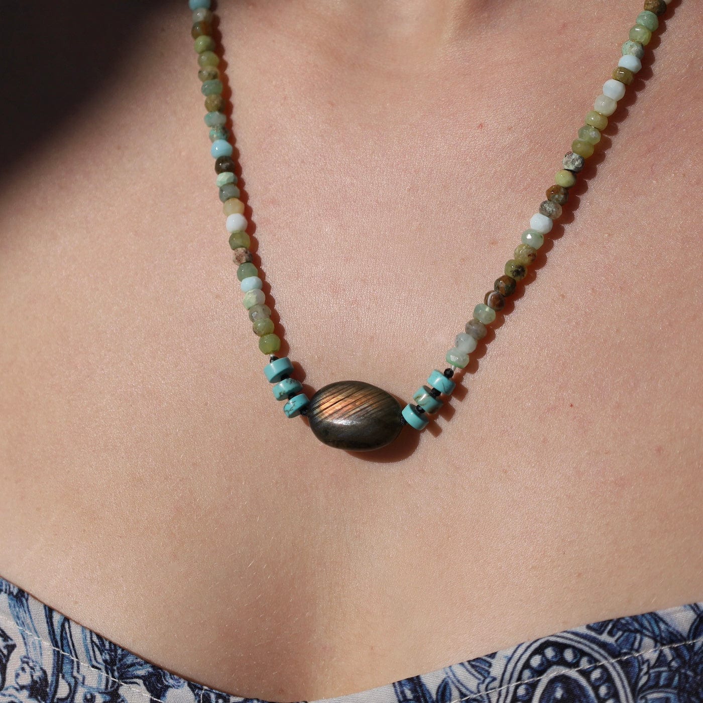 NKL Turquoise & Peruvian Opal with Labradorite Necklac