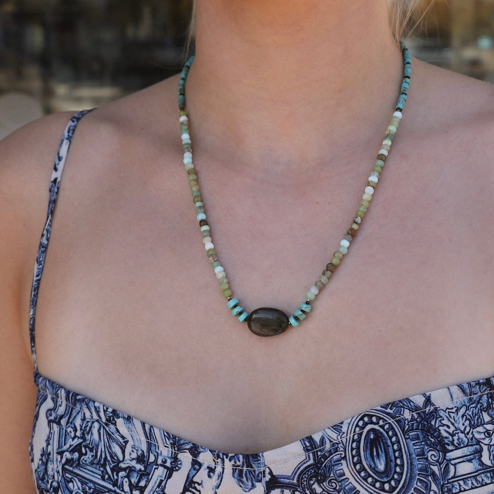 
                  
                    NKL Turquoise & Peruvian Opal with Labradorite Necklac
                  
                