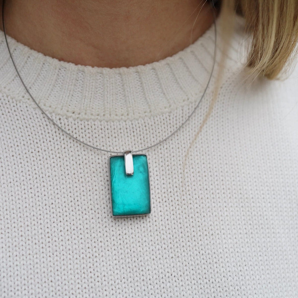 NKL Turquoise Rectangle Pendant Necklace