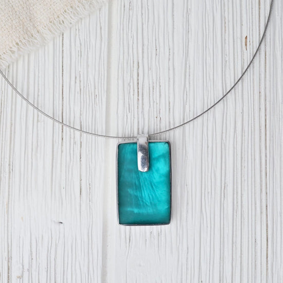 Stainless Steel Rectangle Pendant with Wood from Genuine Jack Daniels  Whiskey Barrel by STEEL REVOLT™