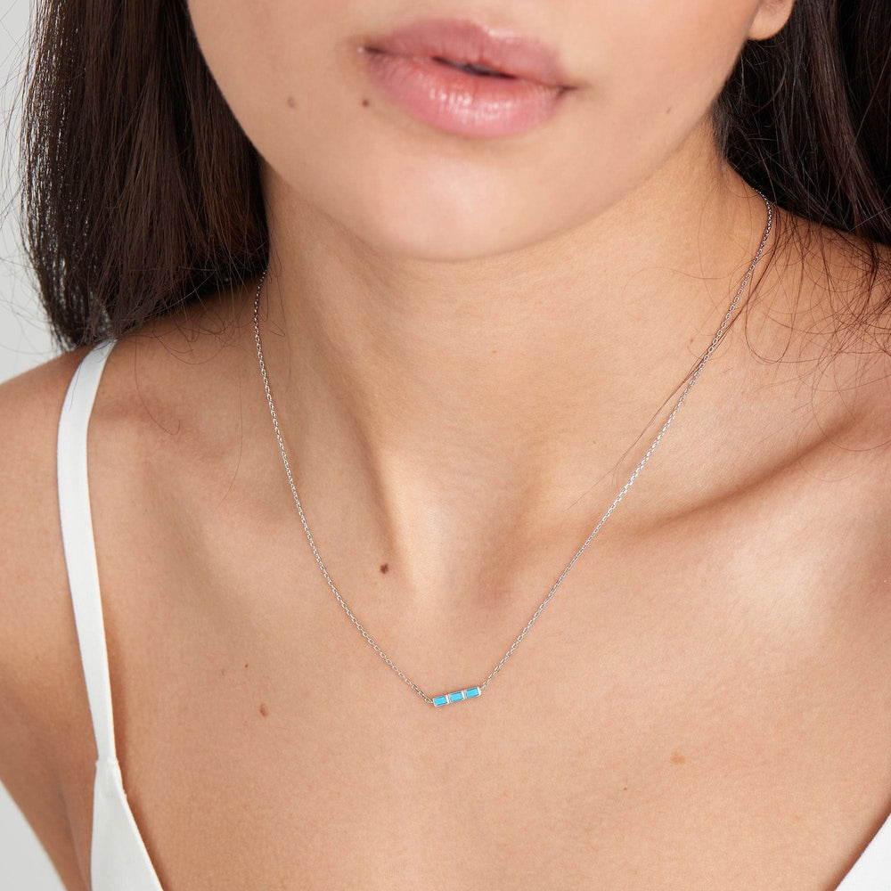 
                      
                        NKL Turquoise Silver Bar Necklace
                      
                    