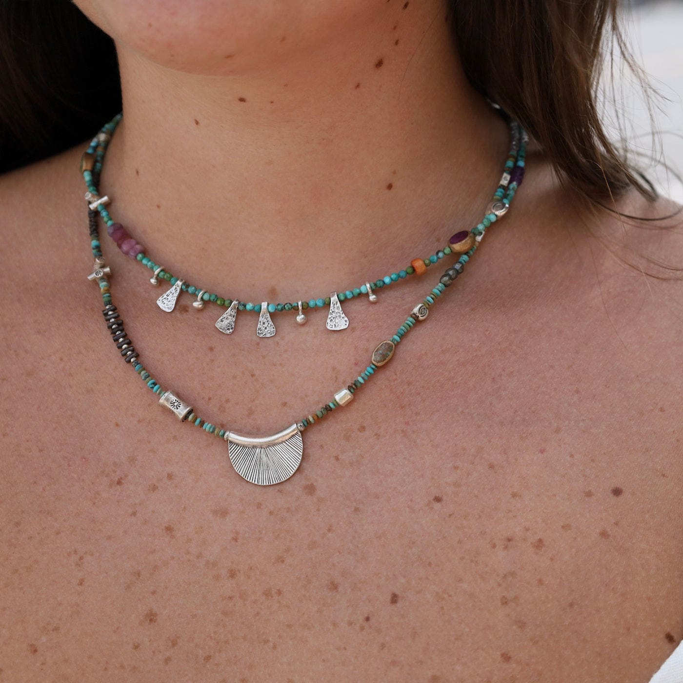 NKL Turquoise with Raindrops & Triangles Necklace