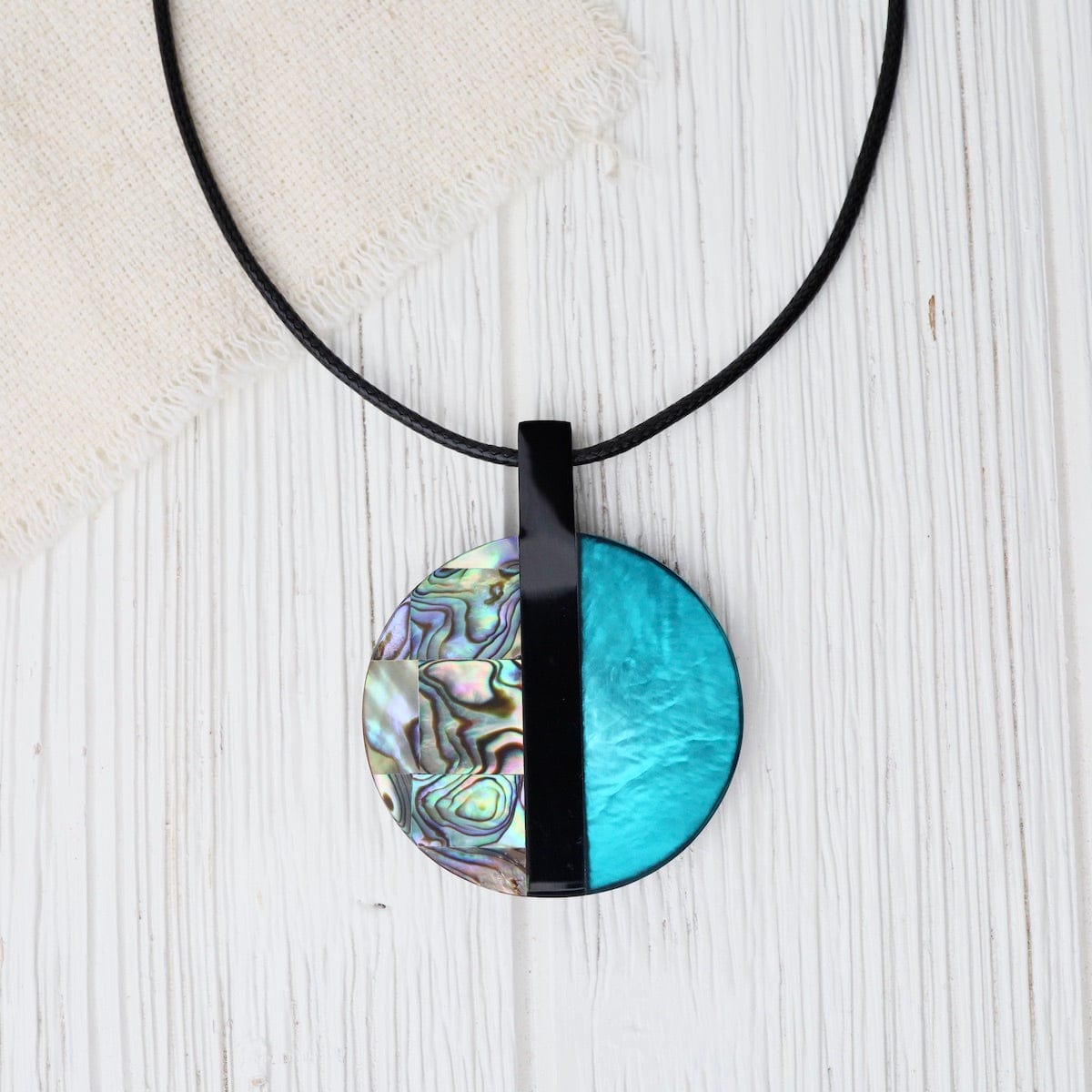 NKL Two Tone Paua Adjustable Pendant Necklace