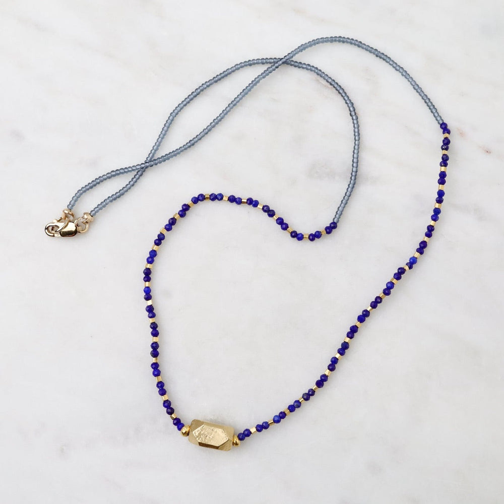 
                  
                    NKL Vermeil Nugget & Lapis Bead Necklace
                  
                