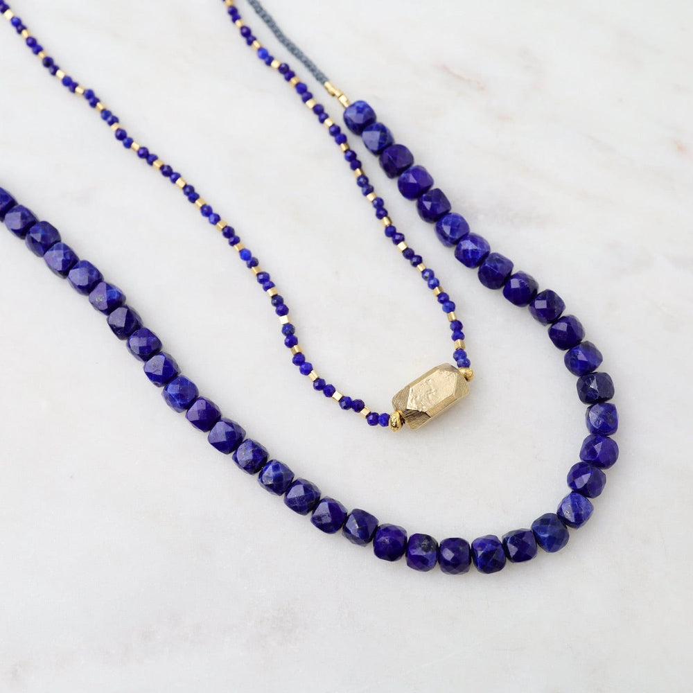 
                  
                    NKL Vermeil Nugget & Lapis Bead Necklace
                  
                