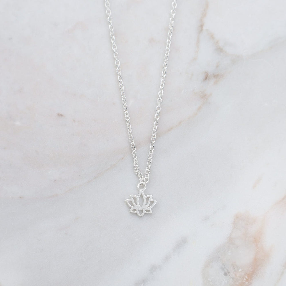 
                      
                        NKL Very Tiny Brushed Silver Lotus Necklace
                      
                    