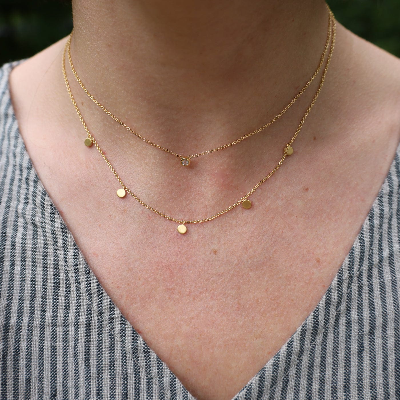 NKL-VRM 14k Gold Vermeil Confetti Necklace ~ Brushed