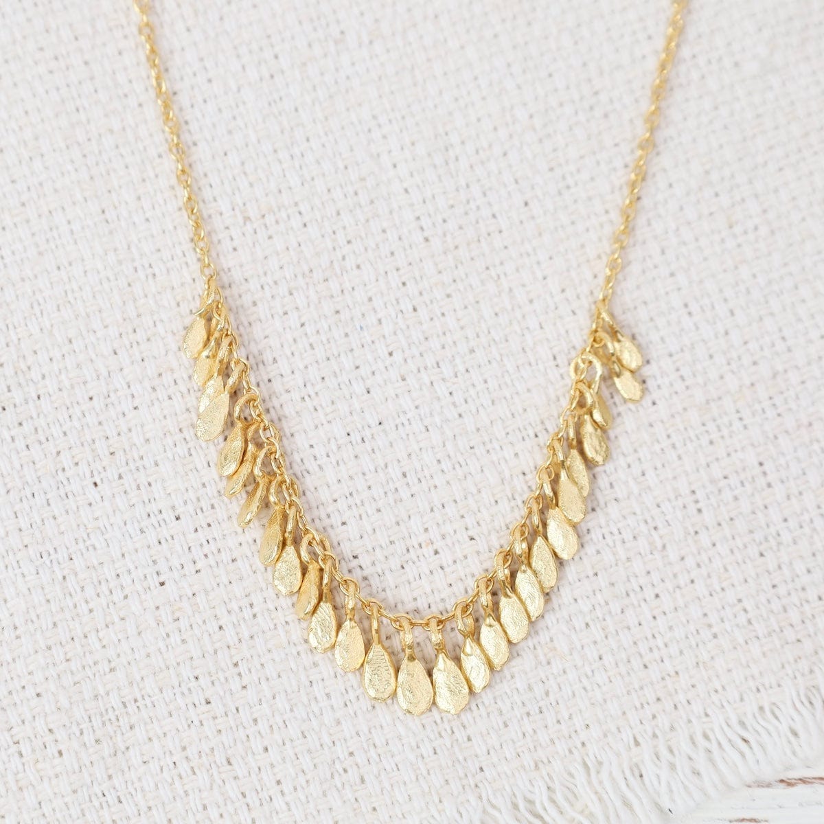 NKL-VRM 18k Gold Vermeil Hammered Fringe Necklace