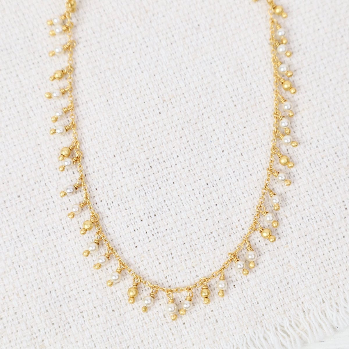 NKL-VRM 18k Gold Vermeil Necklace with Wired Stone Drops -