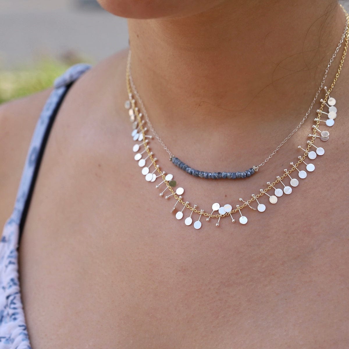 NKL-VRM 22K Gold Vermeil Chain With Sterling Silver Discs