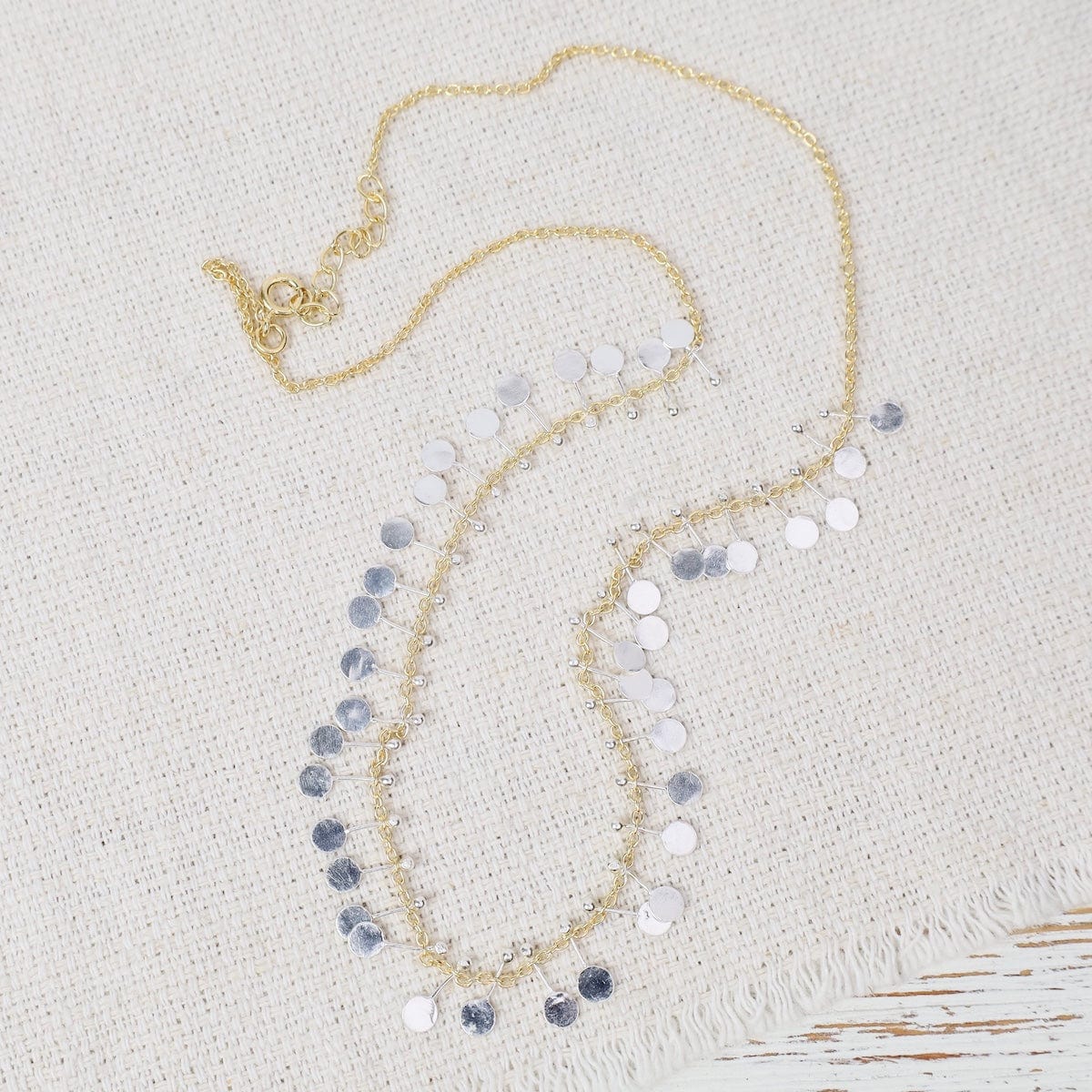 NKL-VRM 22K Gold Vermeil Chain With Sterling Silver Discs