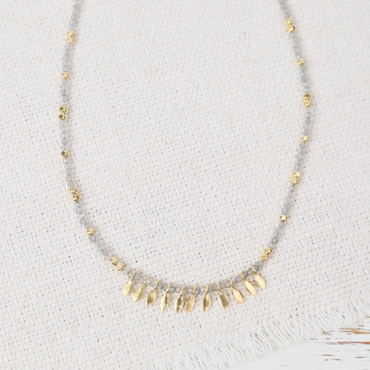 NKL-VRM 24k Gold Vermeil Beaded Semi-Precious Stone Neckla