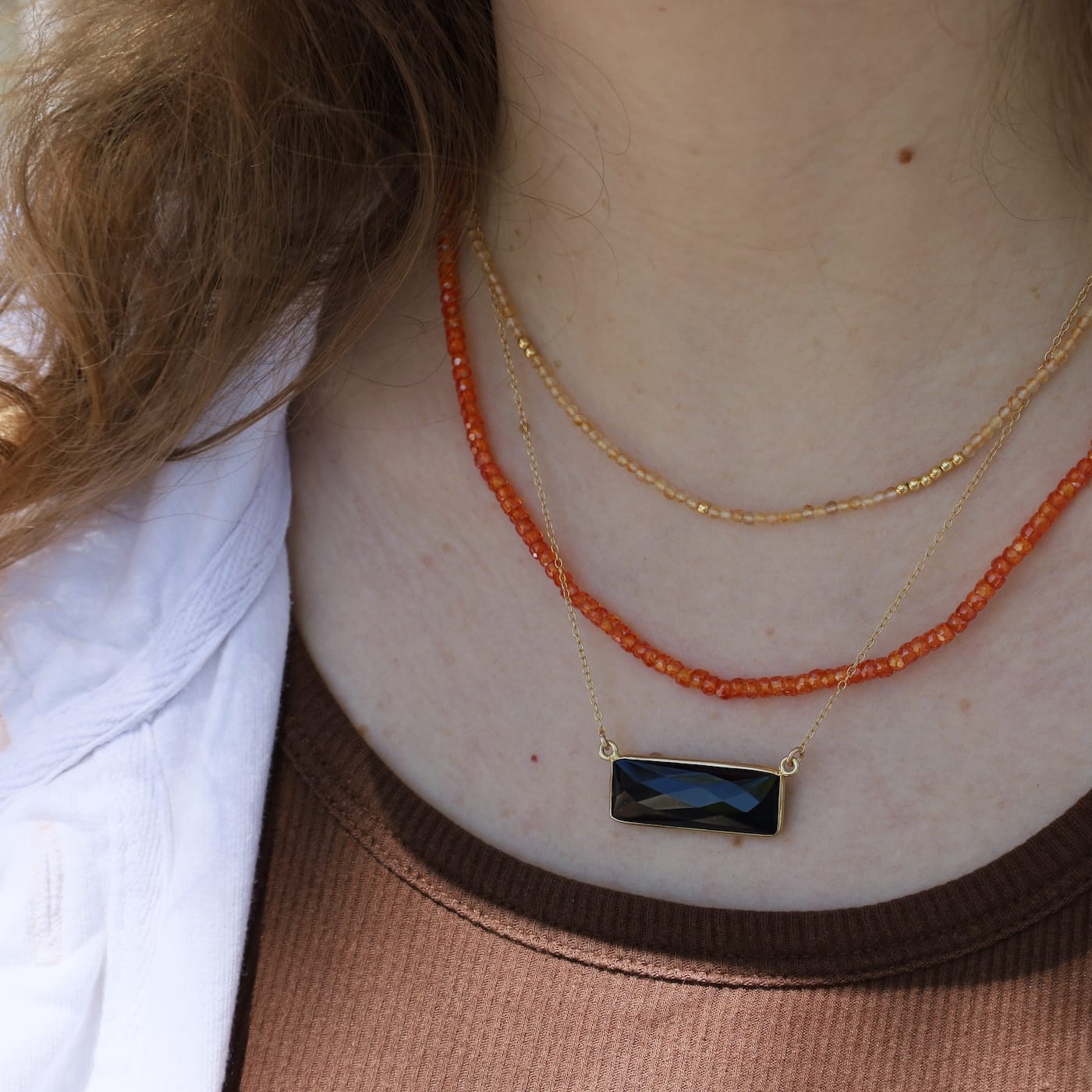 NKL-VRM 24k Gold Vermeil Black Onyx Rectangular Stone Necklace