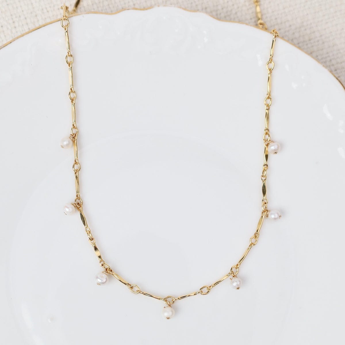 NKL-VRM 24k Gold Vermeil Chain with Small White Pearls