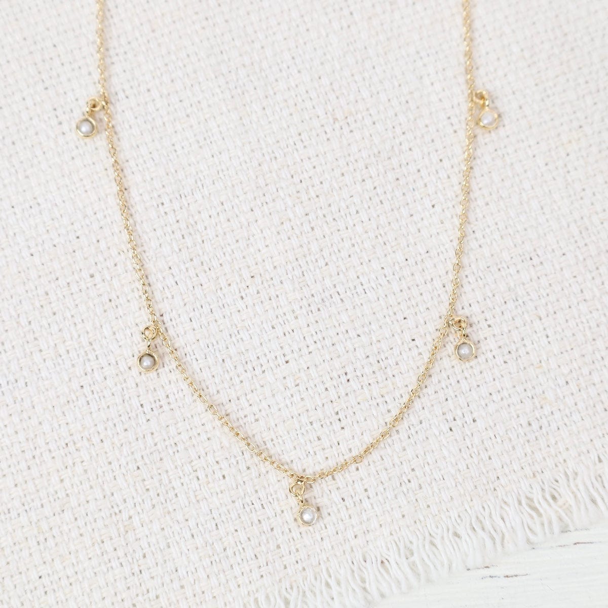 NKL-VRM 24k Gold Vermeil Necklace with 5 Bezel Set Drops -