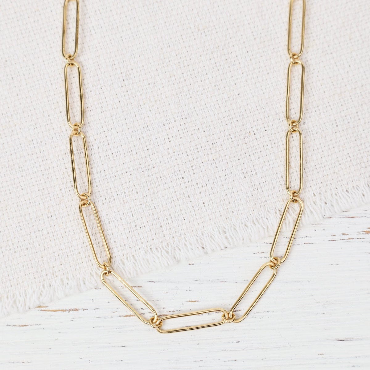 NKL-VRM 24k Gold Vermeil Rectangle Link Necklace