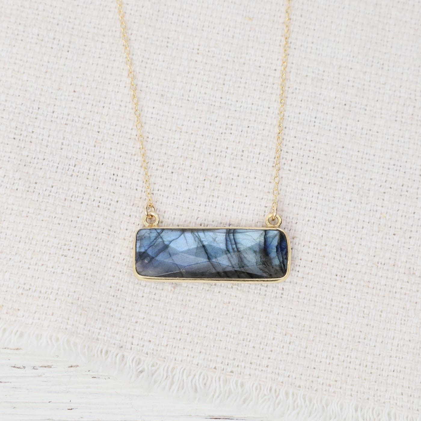 NKL-VRM 24k Gold Vermeil Rectangular Stone Necklace - Labr