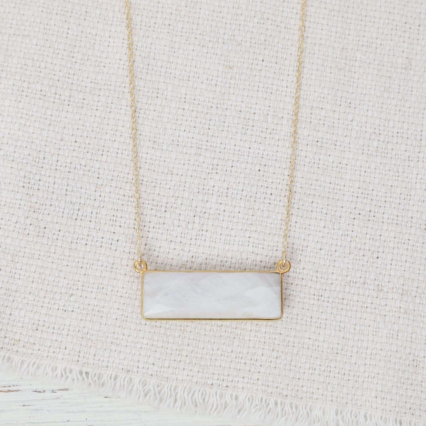 NKL-VRM 24k Gold Vermeil Rectangular Stone Necklace - Rain