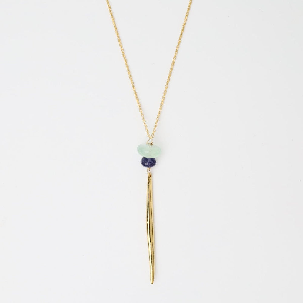 NKL-VRM Aqua Blue Chalcedony Icicle Pendant Necklace