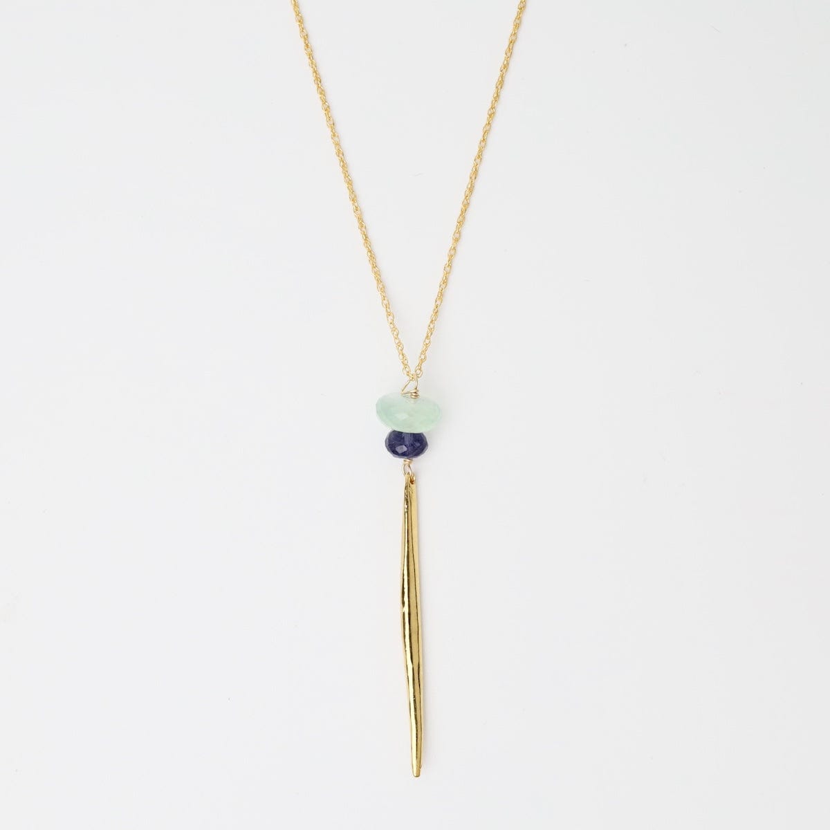 NKL-VRM Aqua Blue Chalcedony Icicle Pendant Necklace