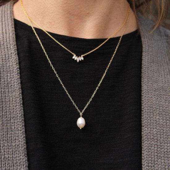 Load image into Gallery viewer, NKL-VRM Big Pearl on Chain Necklace - Gold Vermeil
