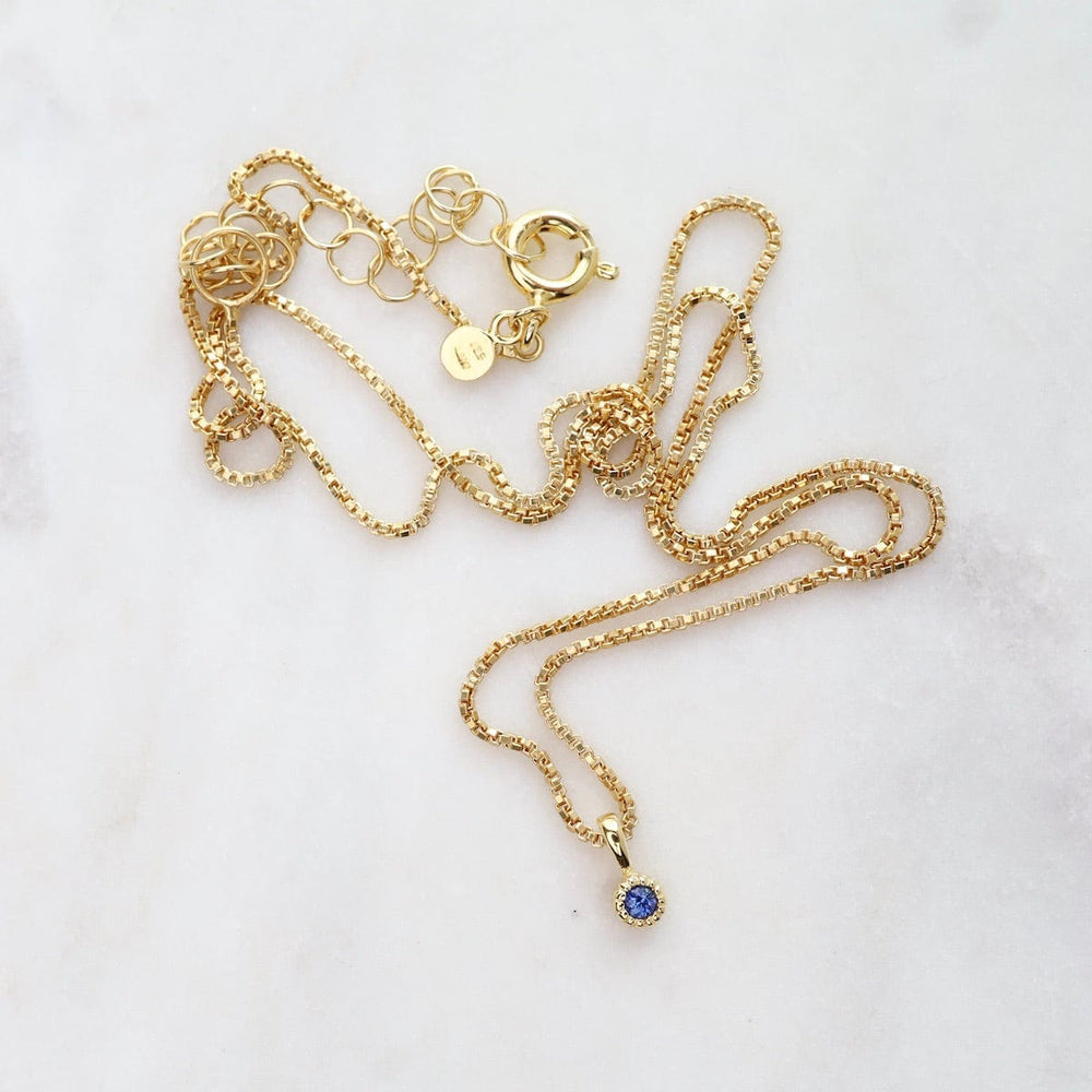 
                  
                    NKL-VRM Blue Sapphire with Milgrain Edge Necklace - Gold Vermeil
                  
                