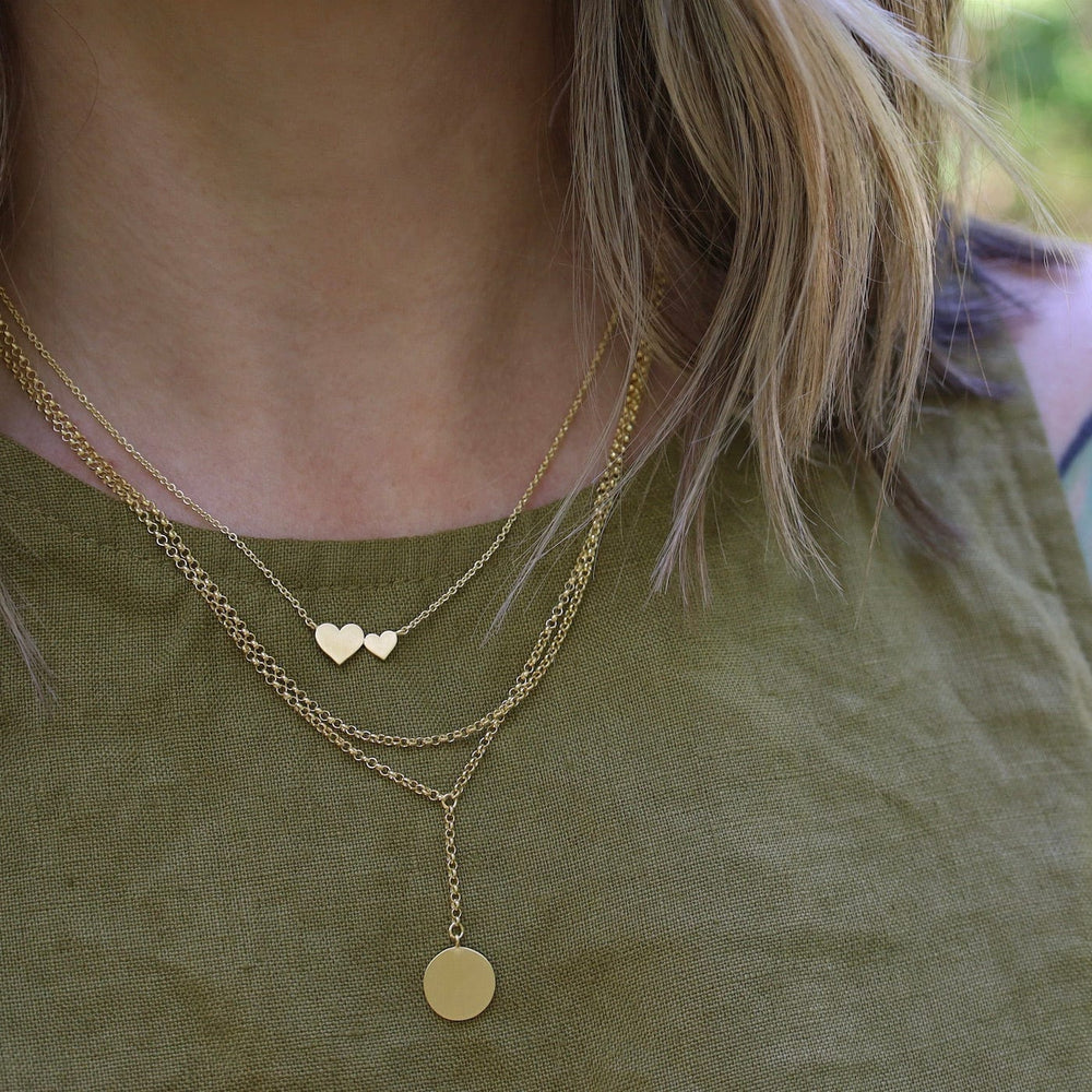 
                      
                        NKL-VRM Brushed Gold Vermeil Disc Drop "Y" Necklace
                      
                    