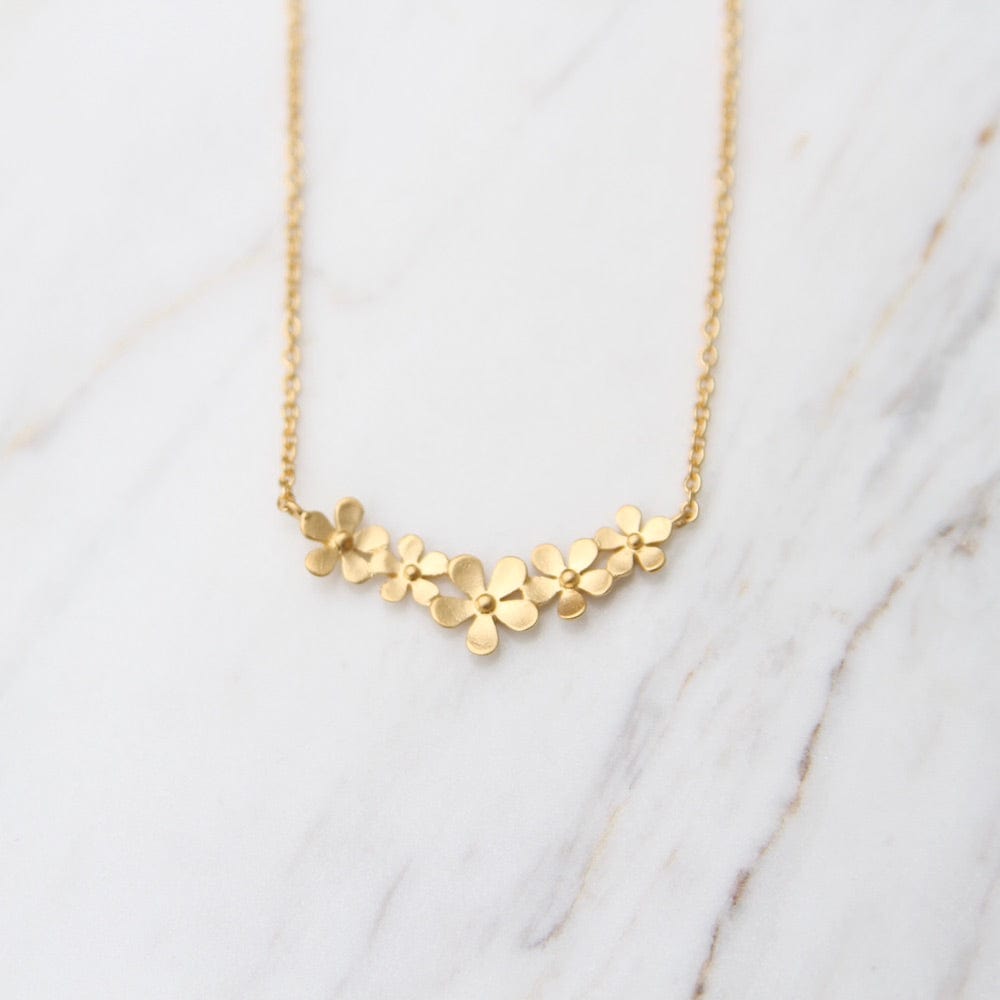 NKL-VRM Curve of Forget-Me-Nots Necklace - Brushed Gold Vermeil