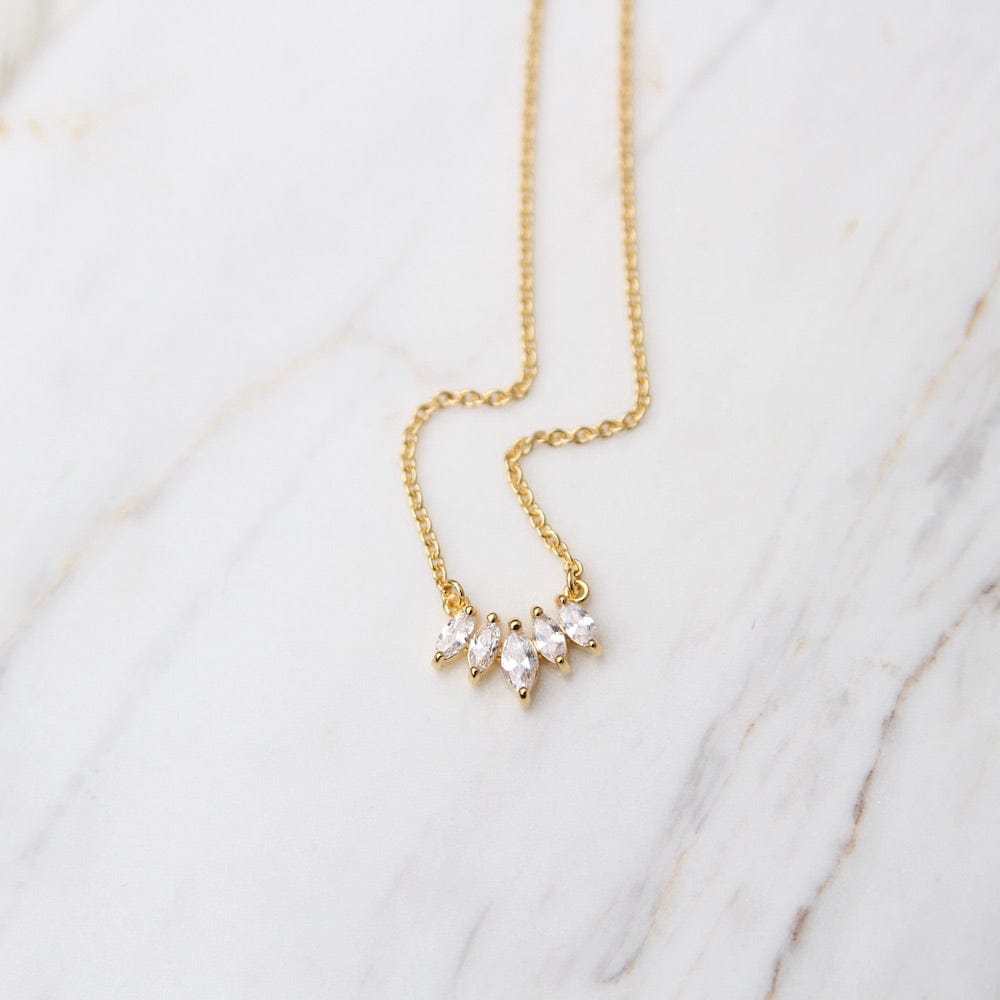 NKL-VRM Curve of Marquise Cubic Zirconia Necklace - Gold Vermeil