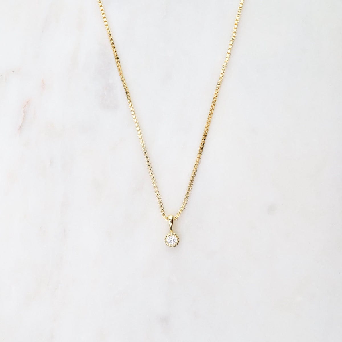 NKL-VRM CZ with Milgrain Edge Necklace - Gold Vermeil